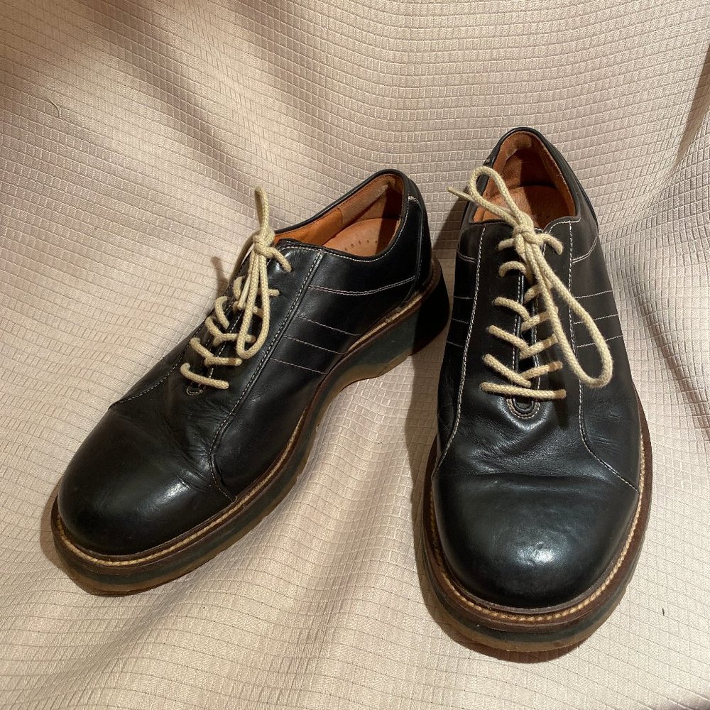 Johnson & Murphy men brown leather derby sneakers